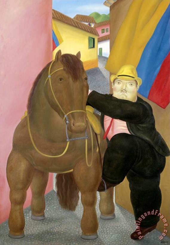 Man And Horse painting - fernando botero Man And Horse Art Print