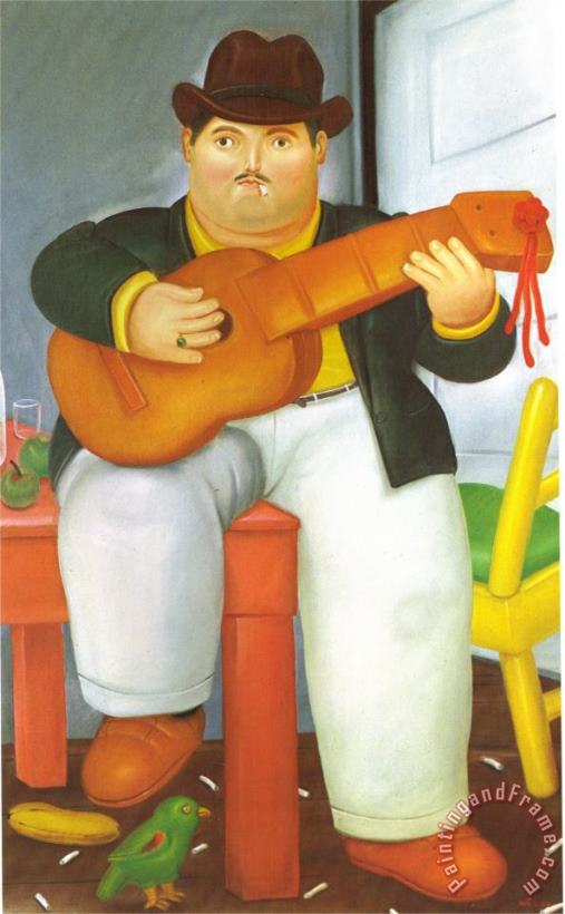Man with a Guitar painting - fernando botero Man with a Guitar Art Print