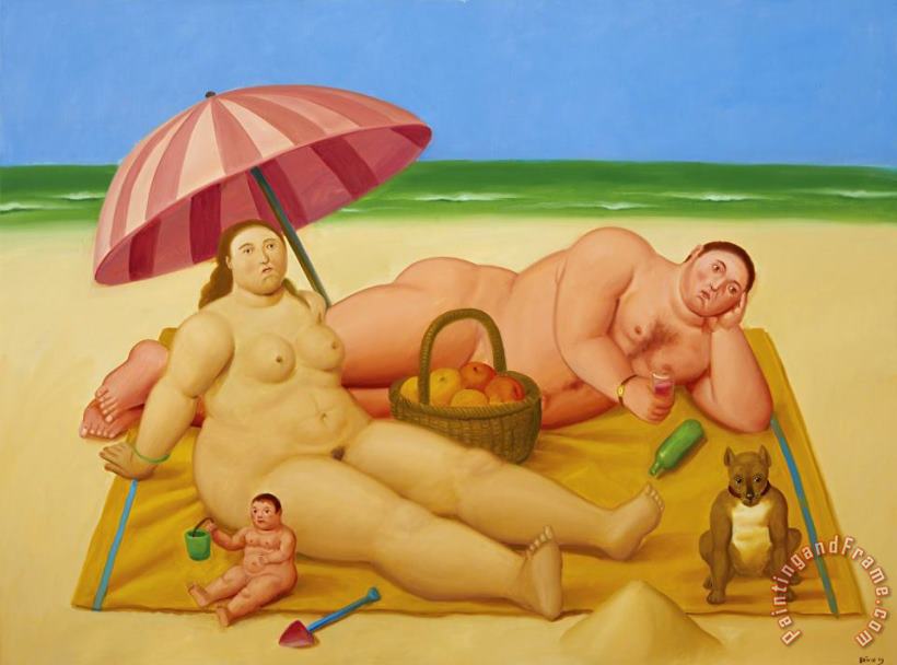 Nudist Family, 2009 painting - Fernando Botero Nudist Family, 2009 Art Print