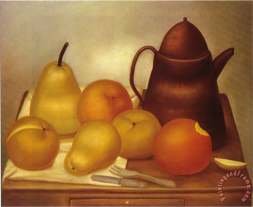 Still Life with Coffee Pot painting - fernando botero Still Life with Coffee Pot Art Print