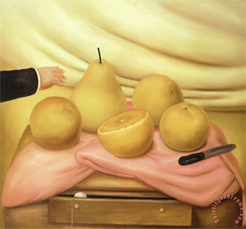 Still Life with Fruits painting - fernando botero Still Life with Fruits Art Print