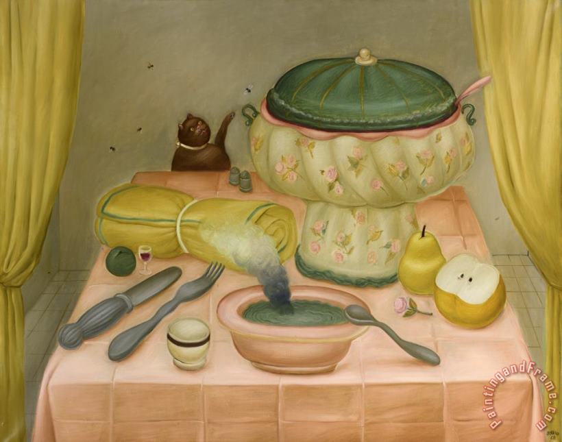 Fernando Botero Still Life with Hot Soup, 1968 Art Painting