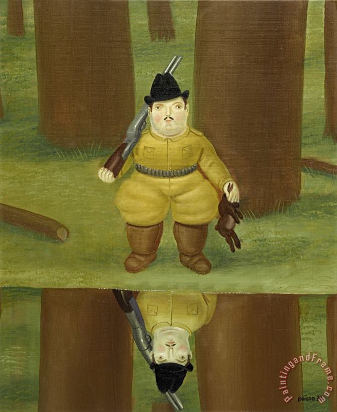 The Hunter, 1975 painting - Fernando Botero The Hunter, 1975 Art Print