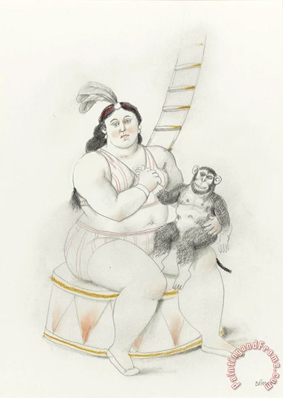 Fernando Botero Woman with Monkey, 2008 Art Print