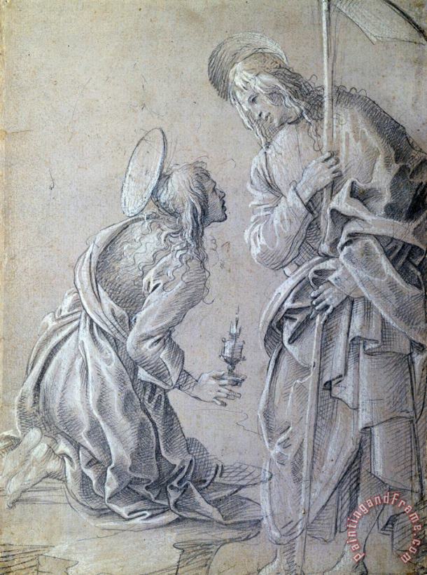 Filippino Lippi Kneeling Saint Mary Magdalene And Standing Christ Art Print