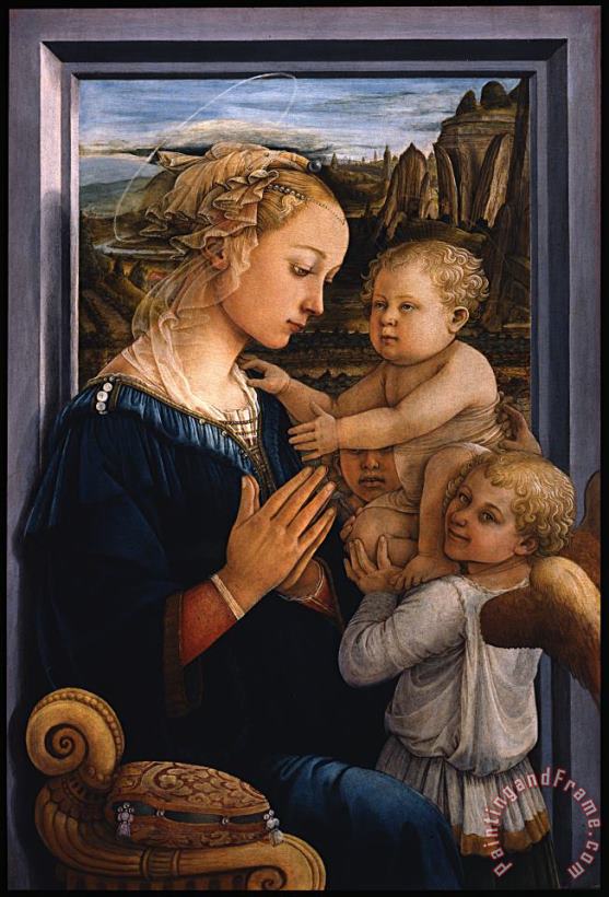 Madonna Col Bambino E Due Angeli painting - Filippo Lippi Madonna Col Bambino E Due Angeli Art Print