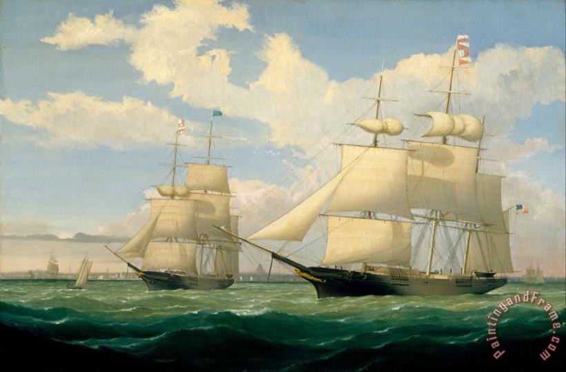 Fitz Henry Lane The Ships Winged Arrow And Southern Cross in Boston Harbor Art Painting
