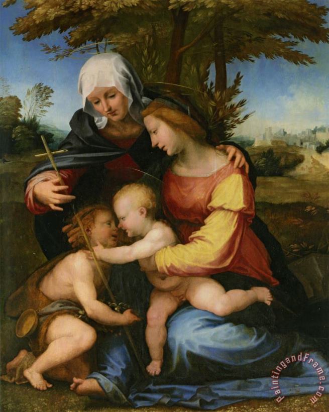 Fra Bartolommeo The Madonna And Child in a Landscape with Saint Elizabeth And The Infant Saint John The Baptist Art Print