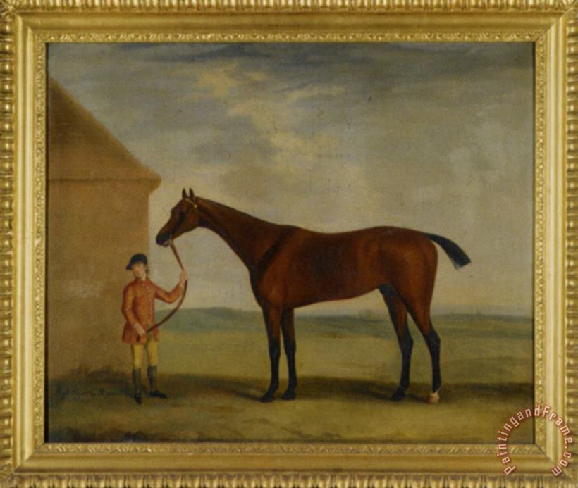 Portrait of Henry Comptons Race Horse Highflyer Held by a Groom painting - Francis Sartorius Portrait of Henry Comptons Race Horse Highflyer Held by a Groom Art Print