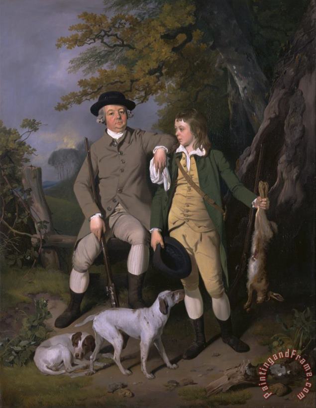 Francis Wheatley Portrait of a Sportsman with His Son Art Painting
