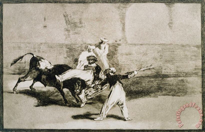 A Moor Caught by The Bull... From La Tauromaquia painting - Francisco De Goya A Moor Caught by The Bull... From La Tauromaquia Art Print