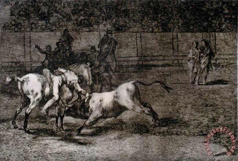 Francisco De Goya Mariano Ceballos, Called El Indio , Kills The Bull From Horseback Art Painting
