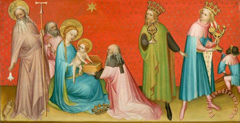 Adoration of The Magi with Saint Anthony Abbot painting - Franco-flemish Master Adoration of The Magi with Saint Anthony Abbot Art Print