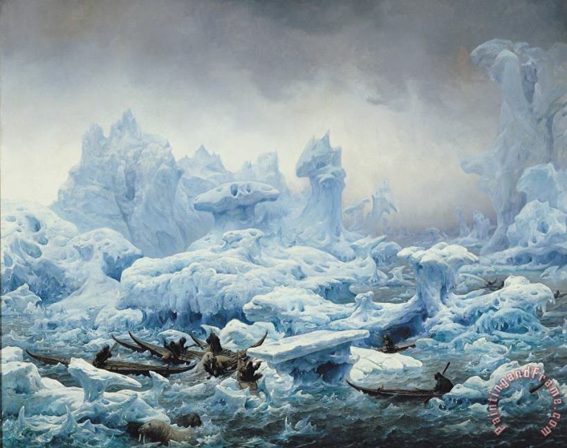 Francois Auguste Biard Fishing for Walrus in the Arctic Ocean Art Print