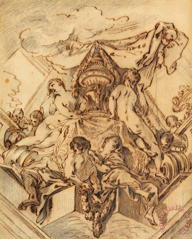 Francois Boucher Project for a Corner Motif of a Painted Ceiling Art Painting