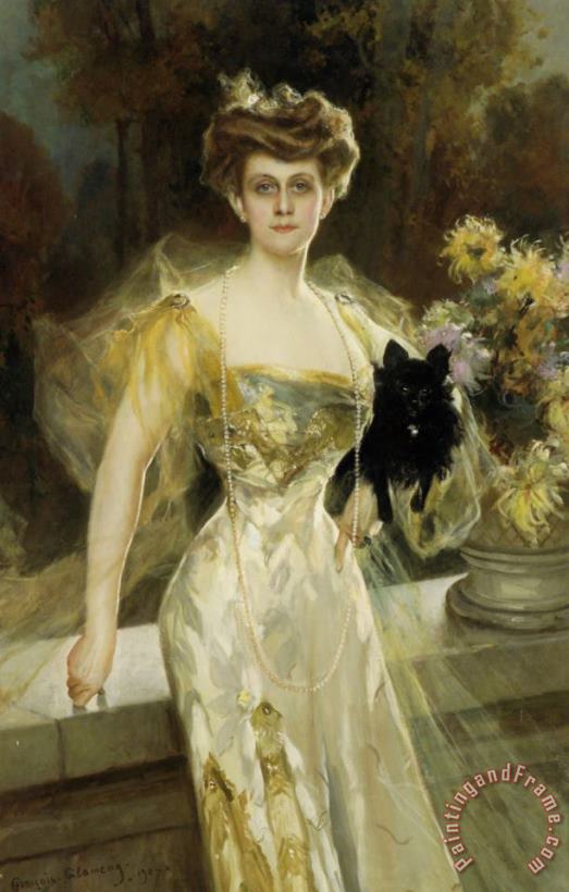 Portrait of Mrs Meunier painting - Francois Flameng Portrait of Mrs Meunier Art Print
