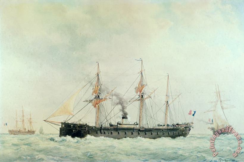 The French Battleship painting - Francois Geoffroy Roux The French Battleship Art Print