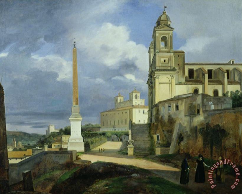Trinita dei Monti and the Villa Medici in Rome painting - Francois Marius Granet Trinita dei Monti and the Villa Medici in Rome Art Print