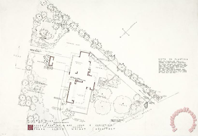 Frank Lloyd Wright John E. Christian House “samara” (planting View). West Lafayette, in Art Print