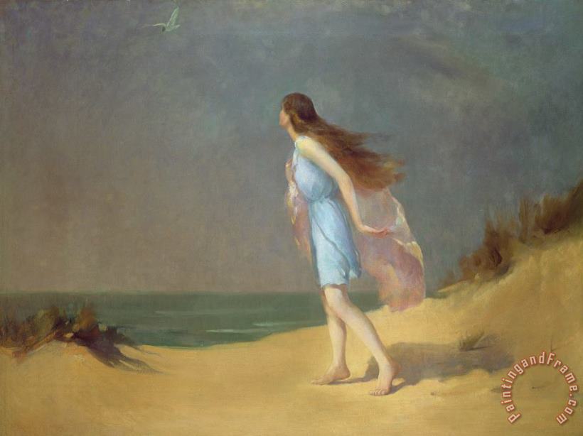 Girl on the beach painting - Frank Richards Girl on the beach Art Print