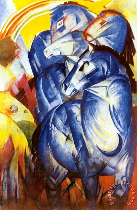 A Tower of Blue Horses painting - Franz Marc A Tower of Blue Horses Art Print