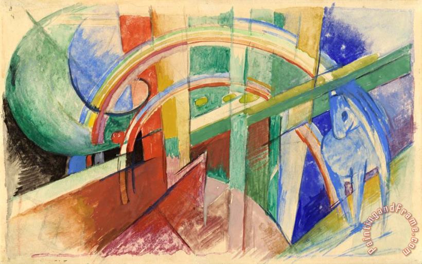 Franz Marc Blue Horse with Rainbow Art Print