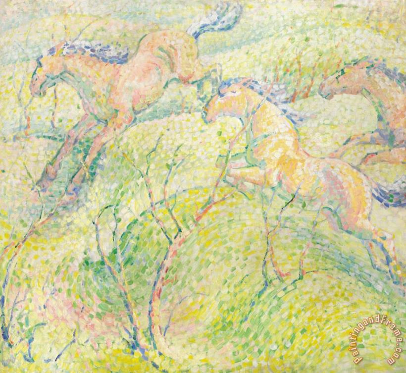 Jumping Horses painting - Franz Marc Jumping Horses Art Print