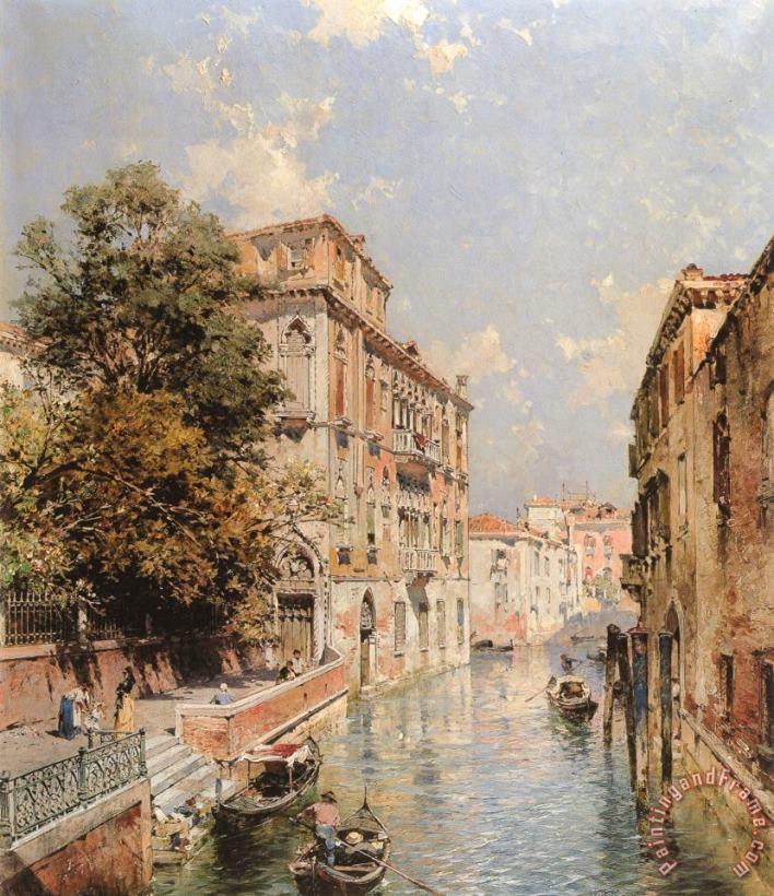 Franz Richard Unterberger A View in Venice, Rio S. Marina Art Painting