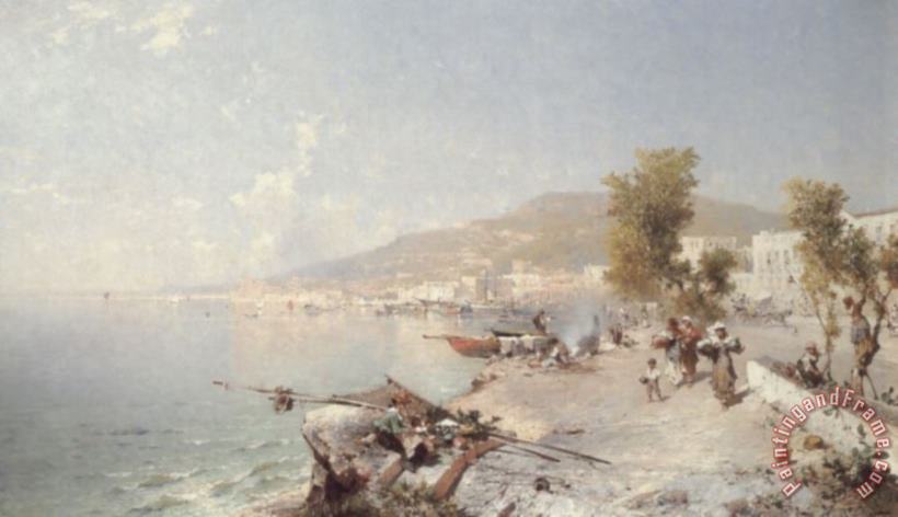 Franz Richard Unterberger Vietri Sul Mare, Looking Towards Salerno Art Painting