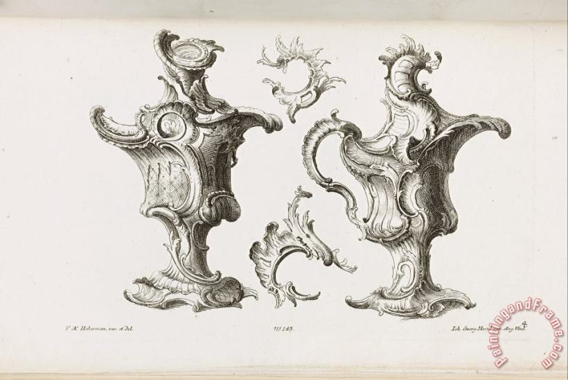 Two Designs for Ewer Shaped Ornaments painting - Franz Xaver Habermann Two Designs for Ewer Shaped Ornaments Art Print