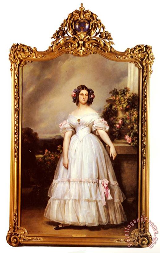 Franz Xavier Winterhalter A Full Length Portrait of H.r.h Princess Marie Clementine of Orleans Art Print