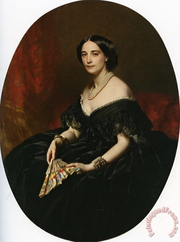 Franz Xavier Winterhalter Portrait of a Lady with a Fan Art Print