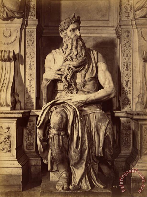 Moise by Michael Angelo, Central Sculpture of The Tomb of Julius The Second painting - Fratelli Alinari Moise by Michael Angelo, Central Sculpture of The Tomb of Julius The Second Art Print