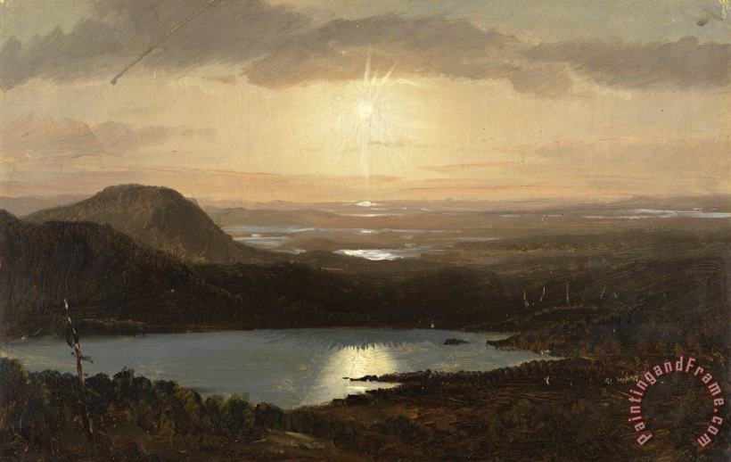 Eagle Lake Viewed From Cadillac Mountain, Mount Desert Island, Maine painting - Frederic Edwin Church Eagle Lake Viewed From Cadillac Mountain, Mount Desert Island, Maine Art Print