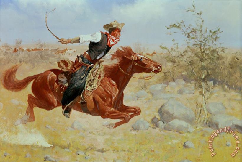 Galloping Horseman painting - Frederic Remington Galloping Horseman Art Print