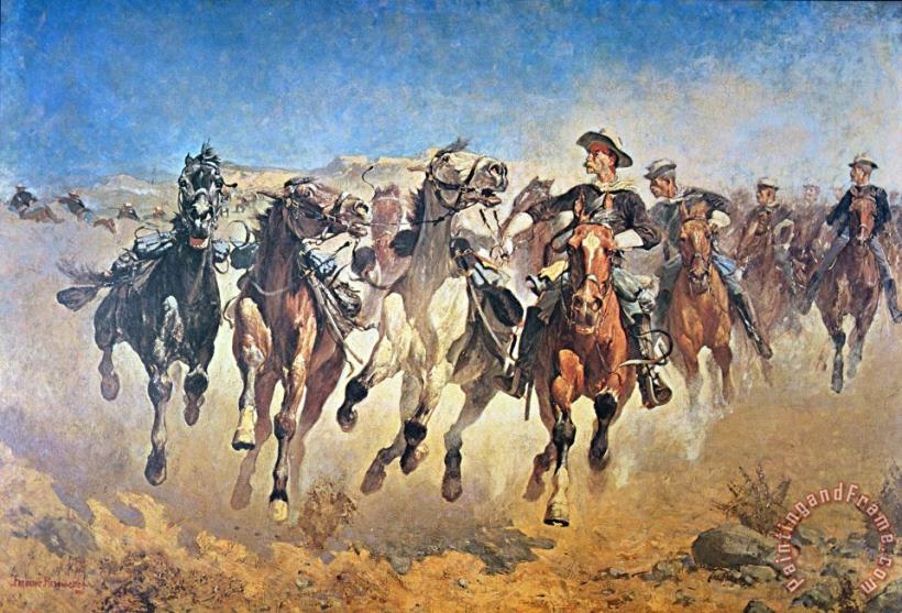 Frederic Remington Troopers Moving Art Painting