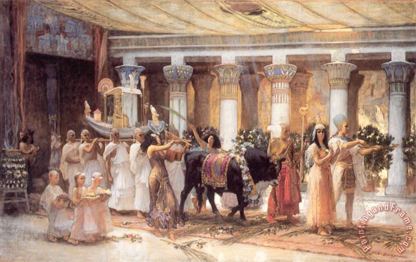 The Procession of The Sacred Bull Anubis painting - Frederick Arthur Bridgman The Procession of The Sacred Bull Anubis Art Print