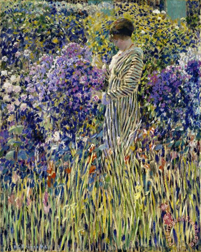 Frederick Carl Frieseke Lady in a Garden Art Painting