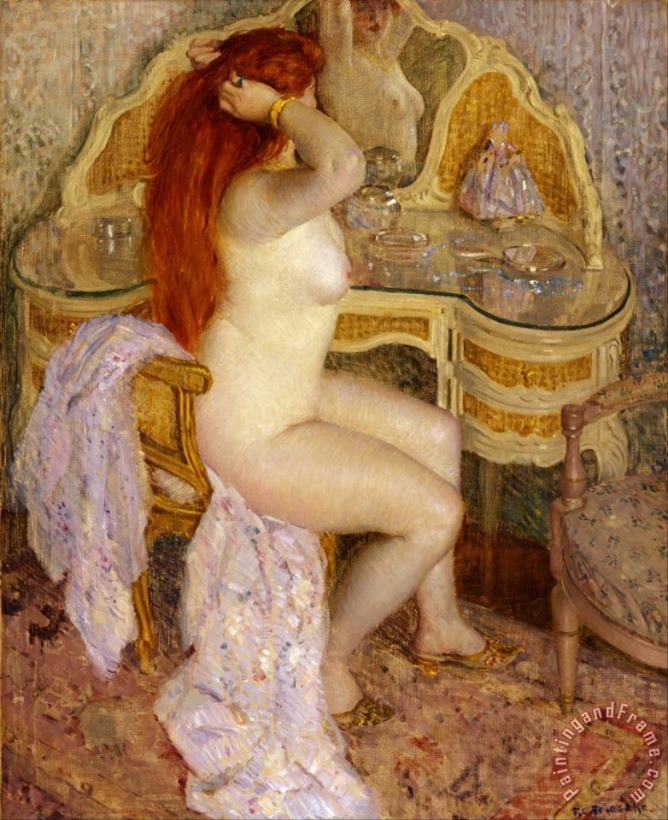 Frederick Carl Frieseke Nude Seated at Her Dressing Table Art Print
