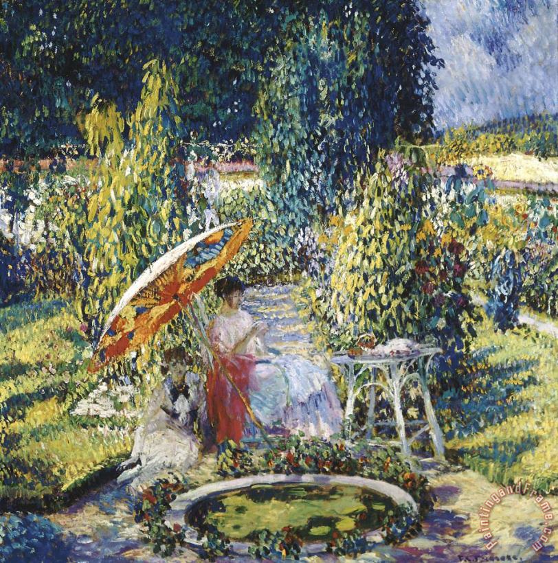The Garden Umbrella painting - Frederick Carl Frieseke The Garden Umbrella Art Print