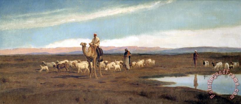 Leading the Flock to Pasture painting - Frederick Goodall Leading the Flock to Pasture Art Print