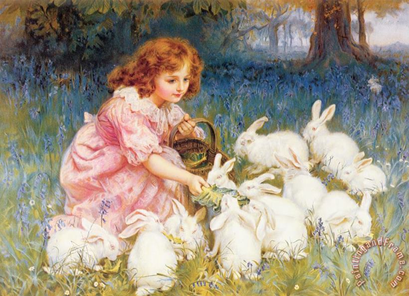 Frederick Morgan Feeding the Rabbits Art Painting