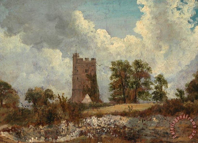Frederick W. Watts Landscape with a Church Art Painting