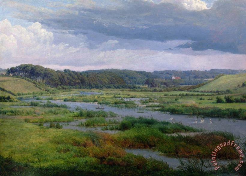Landscape near Ribe Denmark painting - Frederik Kiaerskou Landscape near Ribe Denmark Art Print