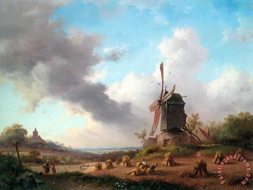Frederik Marianus Kruseman Summer Landscape with Harvesting Farmers Art Painting