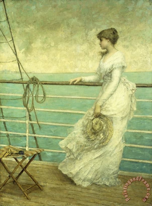 French School Lady On The Deck Of A Ship Art Painting