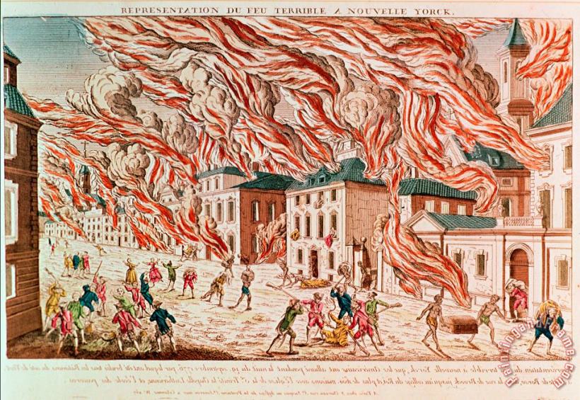 French School Representation of the Terrible Fire of New York Art Painting