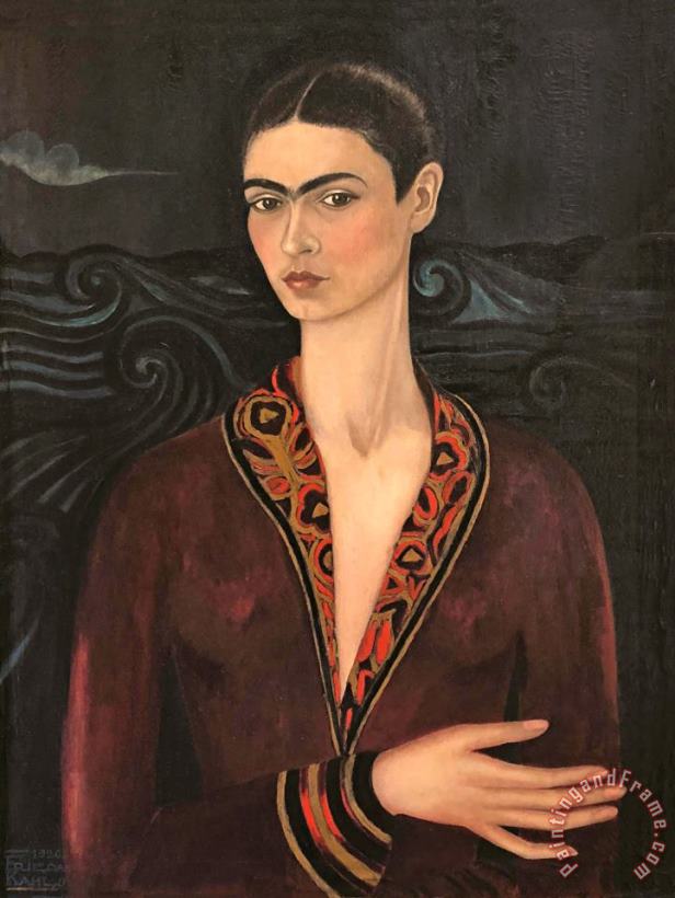 Frida Kahlo Self Portrait in a Velvet Dress 1926 Art Painting