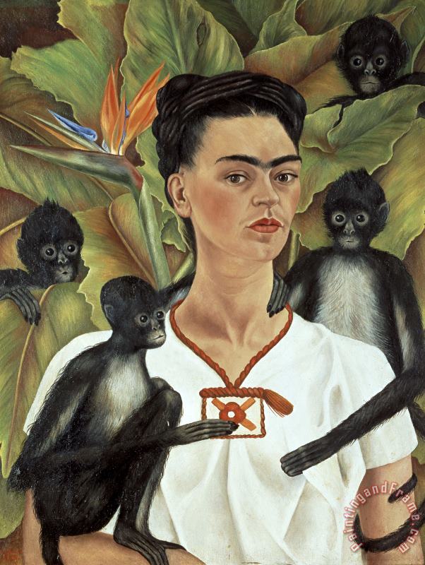Frida Kahlo Self Portrait with Monkeys 1943 Art Print