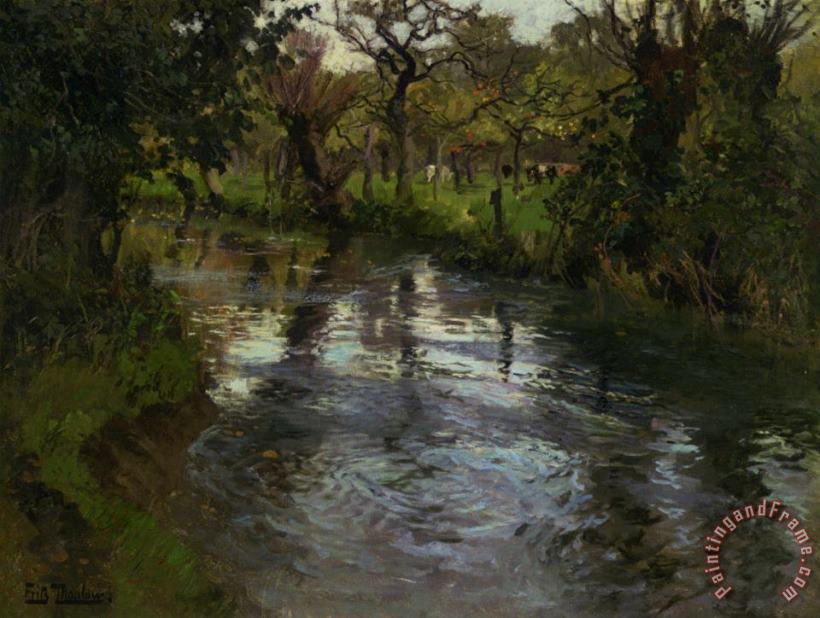 On The Banks painting - Fritz Thaulow On The Banks Art Print